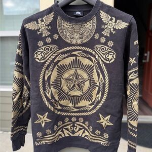 MT Black and Gold Patterned Crewneck Sweater